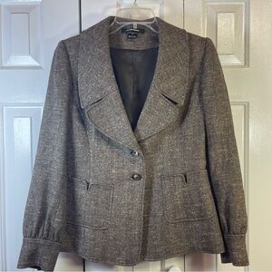 Ellen Tracy Tweed Look Button Front Front‎ Blazer wool blend P11